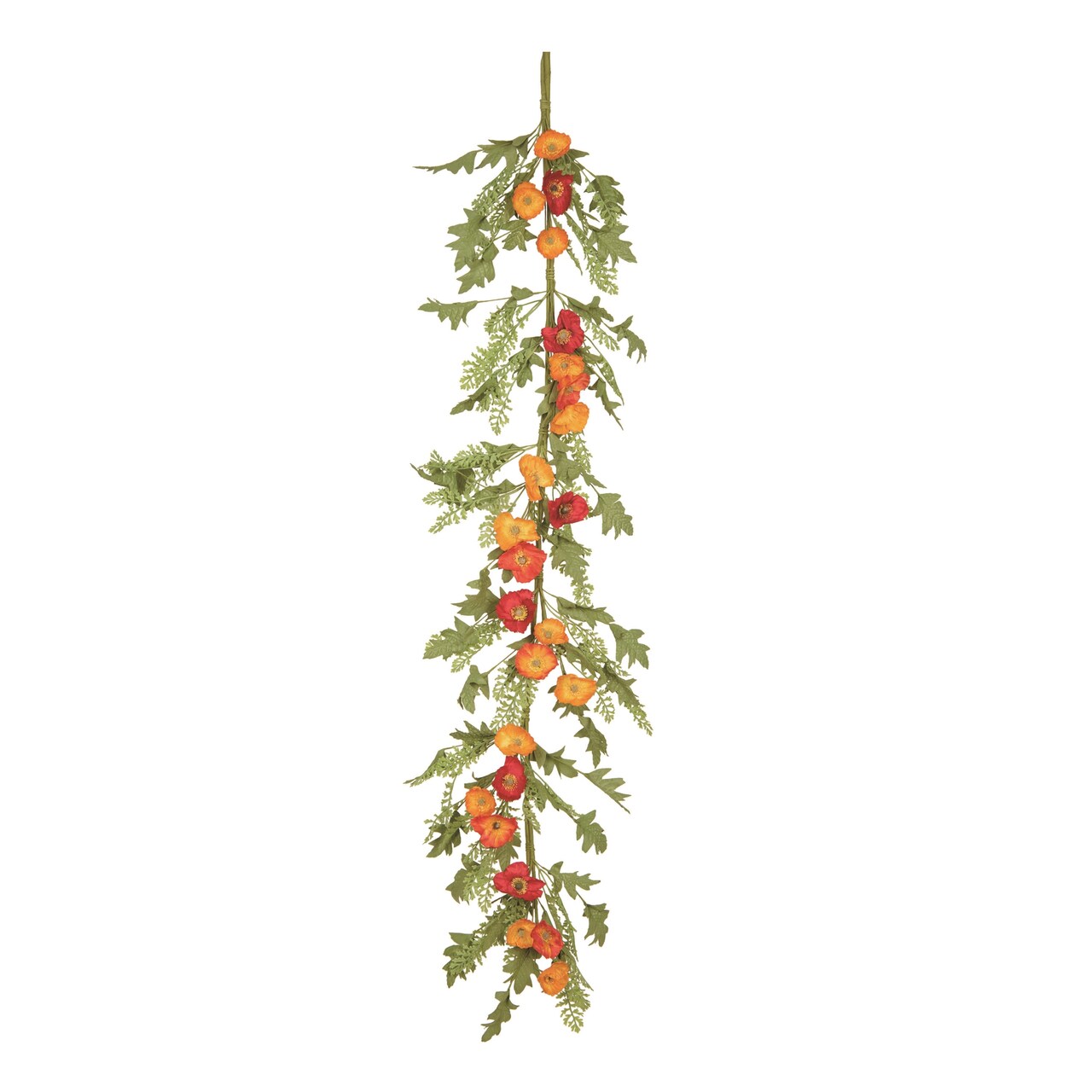 Transpac 60" Multicolor Spring Poppy Flower Garland - Decorative Floral Wall Hanging, Plastic, 4" H x 60" L, Perfect for Spring Decor